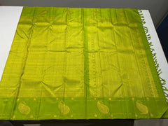 PARROT GREEN COLOUR COMBITION PURE KANCHI SILK SAREE