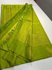 PARROT GREEN COLOUR COMBITION PURE KANCHI SILK SAREE