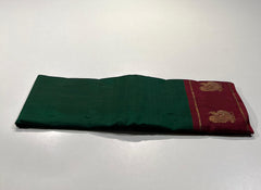 BOTTLE GREEN/RED COLOUR COMBITION PURE KANCHI SILK SAREE