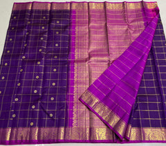 PURPLE/PINK COLOUR COMBITION PURE KANCHI SILK SAREE