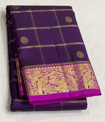 PURPLE/PINK COLOUR COMBITION PURE KANCHI SILK SAREE