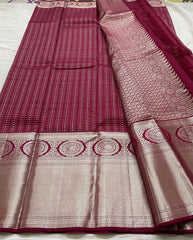 MEGANTA RED COLOUR COMBITION PURE KANCHI SILK SAREE