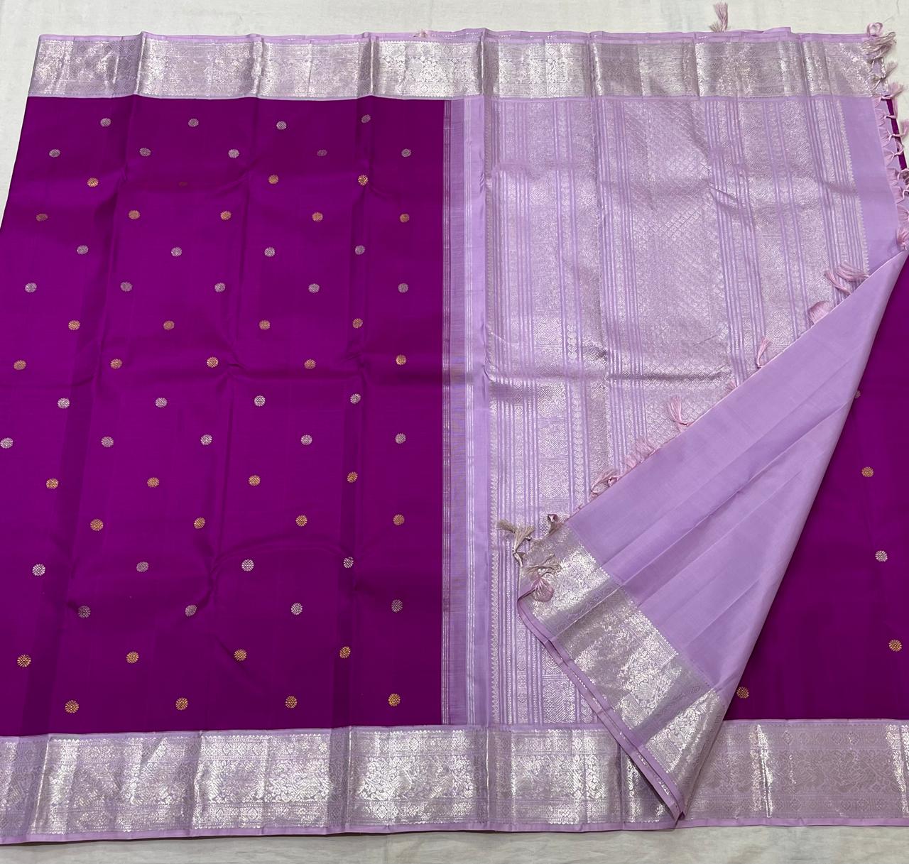 PURPLE/LILAC  COLOUR COMBITION PURE KANCHI SILK SAREE