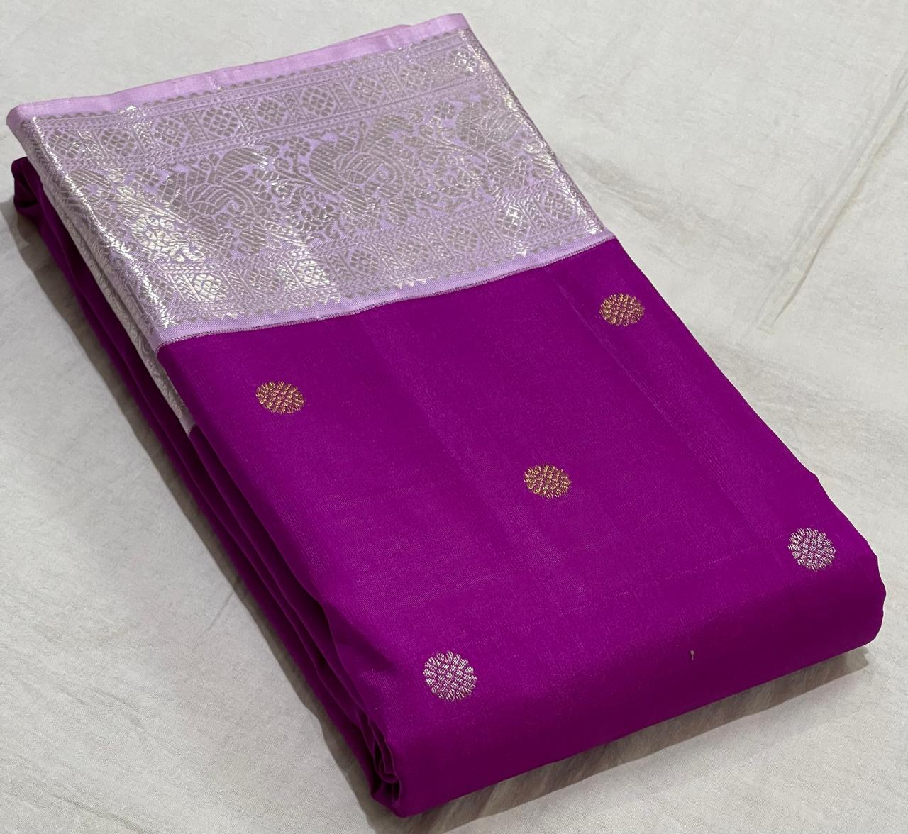 PURPLE/LILAC  COLOUR COMBITION PURE KANCHI SILK SAREE