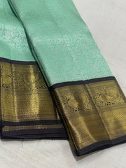 LITE BLUE/BROWN COLOUR COMBITION PURE KANCHI SILK SAREE