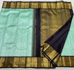 LITE BLUE/BROWN COLOUR COMBITION PURE KANCHI SILK SAREE