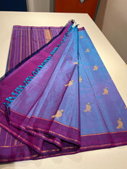 PURPLE COLOUR COMBITION PURE KANCHI SILK SAREE