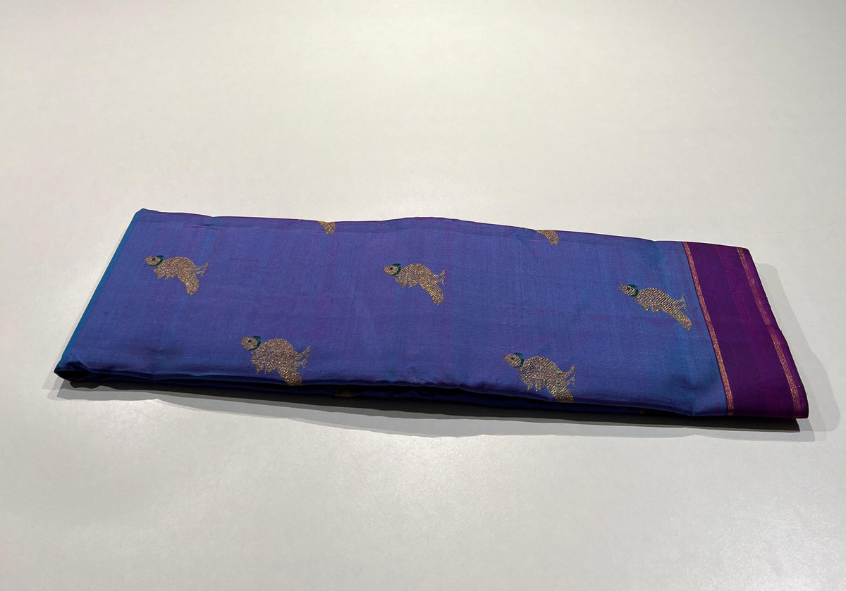 PURPLE COLOUR COMBITION PURE KANCHI SILK SAREE