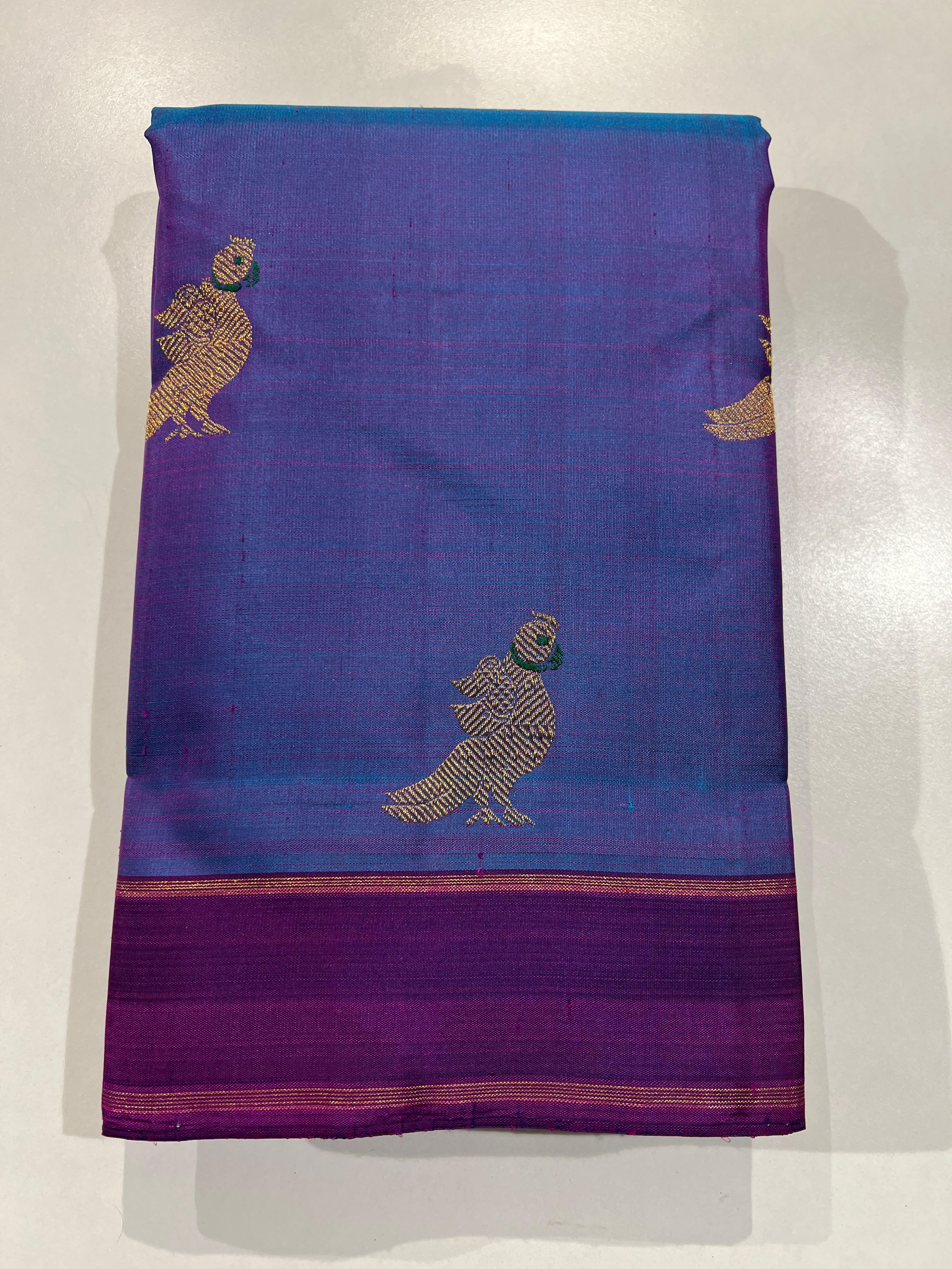 PURPLE COLOUR COMBITION PURE KANCHI SILK SAREE