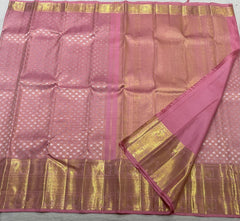 PEACH  COLOUR COMBITION PURE KANCHI SILK SAREE