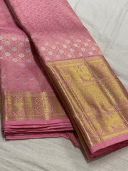 PEACH COLOUR COMBITION PURE KANCHI SILK SAREE