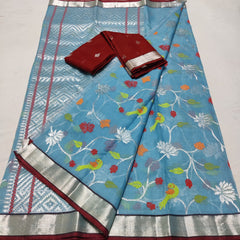 BLUE/RED YELLOW  ZARI KOTA SAREE