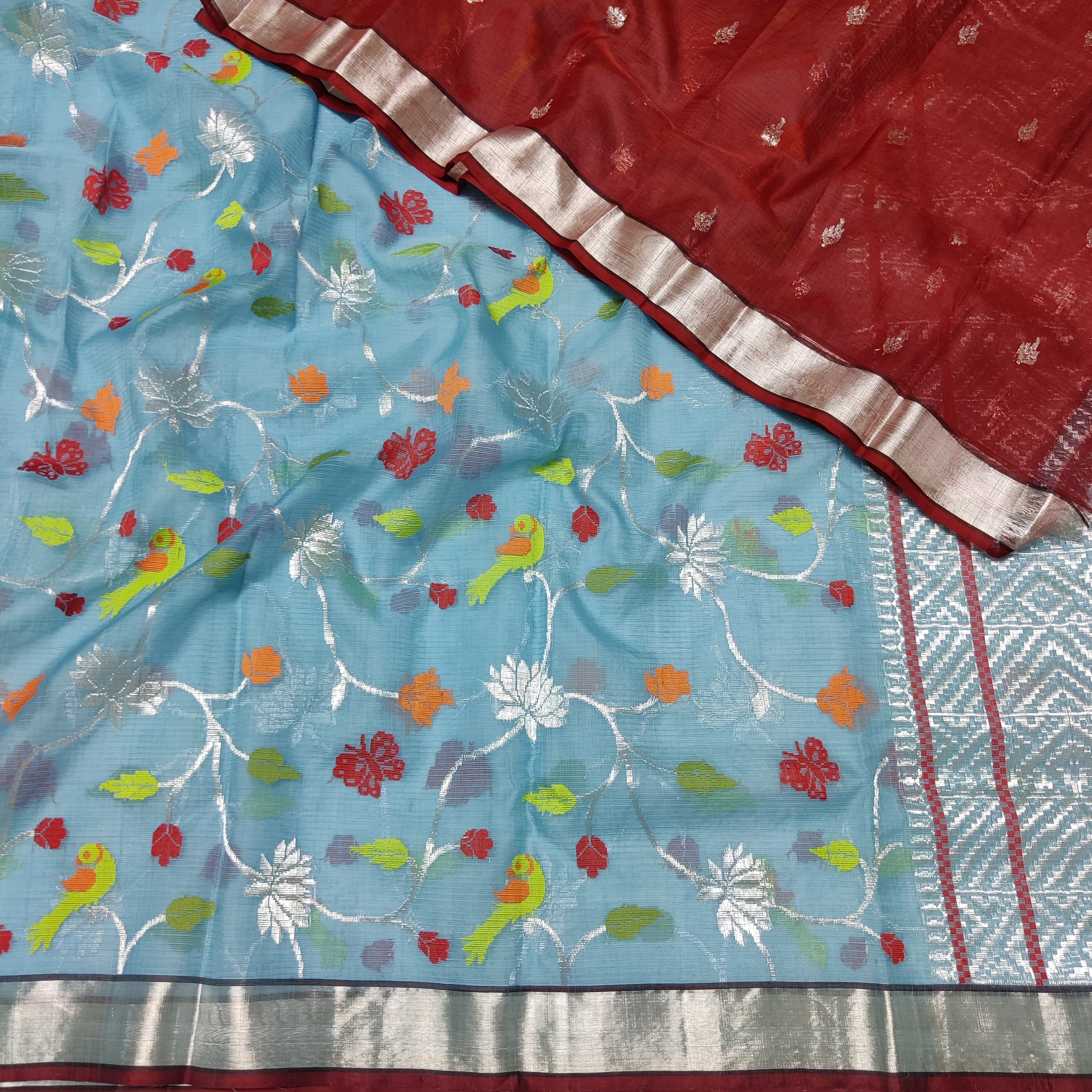 BLUE/RED YELLOW  ZARI KOTA SAREE