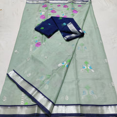 LITE SEA GREEN/DARK BLUE  ZARI KOTA SAREE