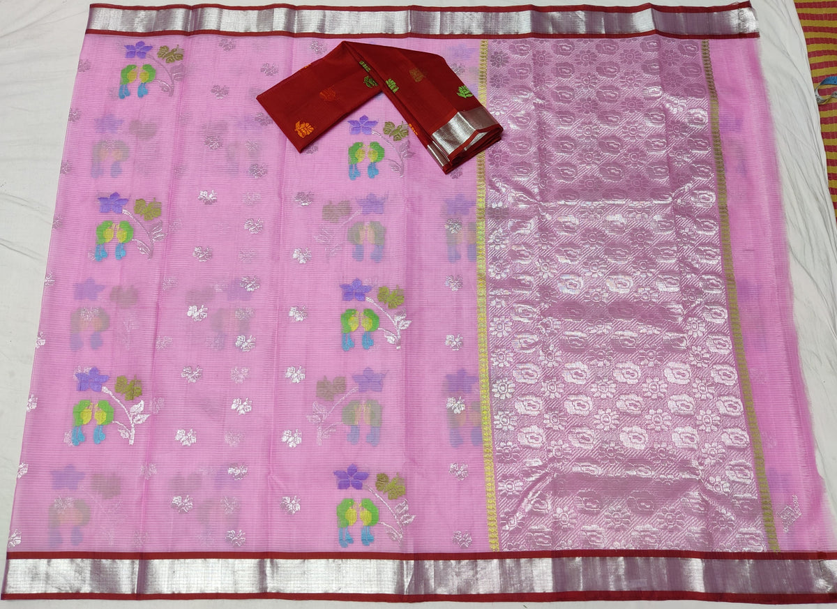 BABY PINK/RED YELLOW  ZARI KOTA SAREE