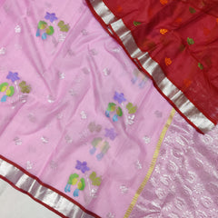 BABY PINK/RED YELLOW  ZARI KOTA SAREE