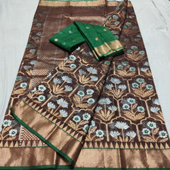 BROWN/GREEN  ZARI KOTA SAREE