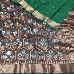 BROWN/GREEN  ZARI KOTA SAREE