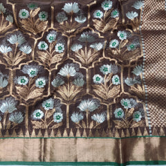 BROWN/GREEN  ZARI KOTA SAREE