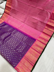 PURPLE/PINK  COLOUR COMBITION PURE KANCHI SILK SAREE