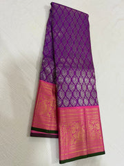 PURPLE/PINK  COLOUR COMBITION PURE KANCHI SILK SAREE