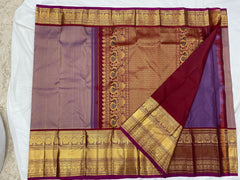 LAVENDER/MAROON  COLOUR COMBITION PURE KANCHI SILK SAREE