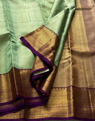 SEA GREEN /MAROON  COLOUR COMBITION PURE KANCHI SILK SAREE