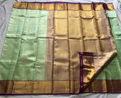 SEA GREEN /MAROON  COLOUR COMBITION PURE KANCHI SILK SAREE