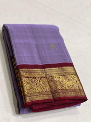 LAVENDER/MAROON  COLOUR COMBITION PURE KANCHI SILK SAREE