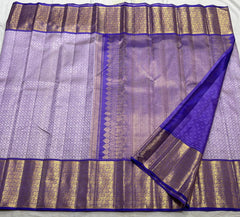 BLUE COLOUR COMBITION PURE KANCHI SILK SAREE