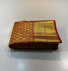 GOLD/RED  COLOUR COMBITION PURE KANCHI SILK SAREE