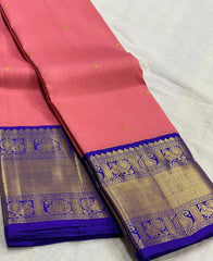 PINK/ ROYAL BLUE COLOUR COMBITION PURE KANCHI SILK SAREE