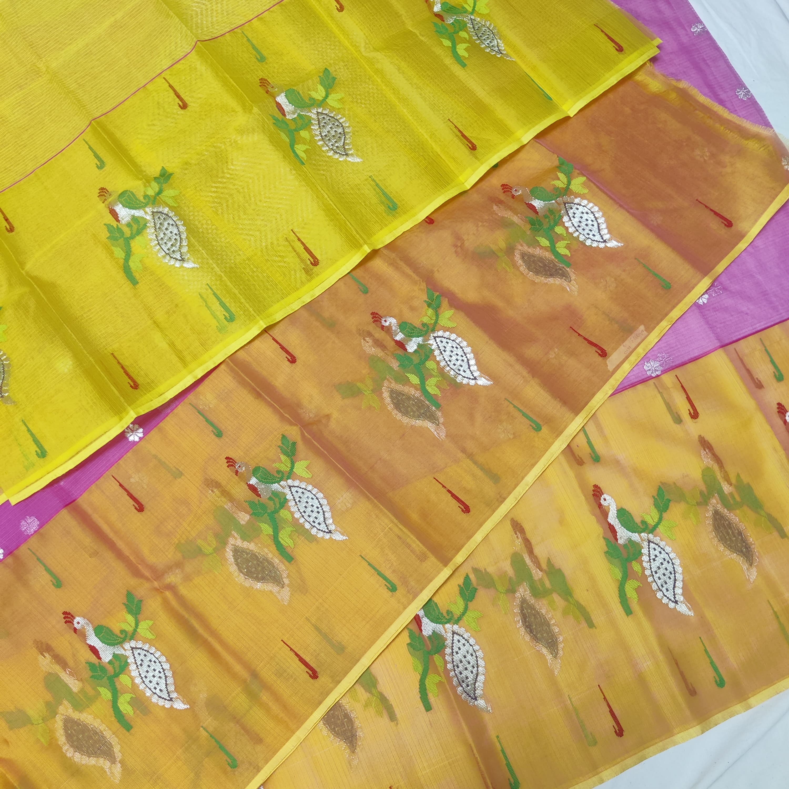 PINK/MUSTURD YELLOW ZARI KOTA SAREE