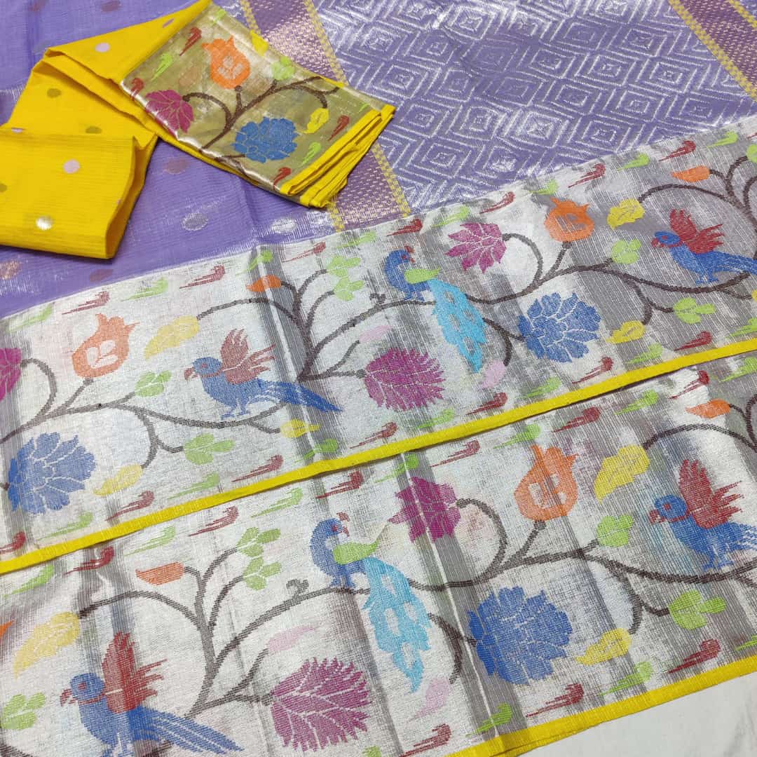 LAVENDER/LEMON YELLOW ZARI KOTA SAREE