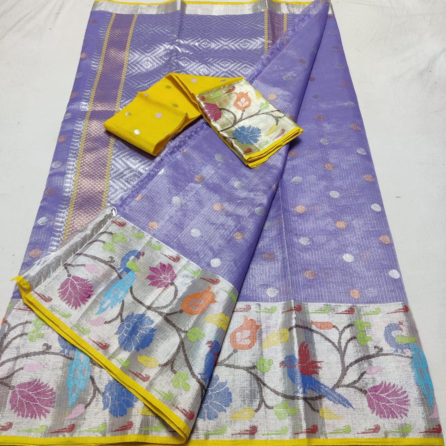 LAVENDER/LEMON YELLOW ZARI KOTA SAREE