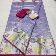 LAVENDER/MEGANTA PINK ZARI KOTA SAREE