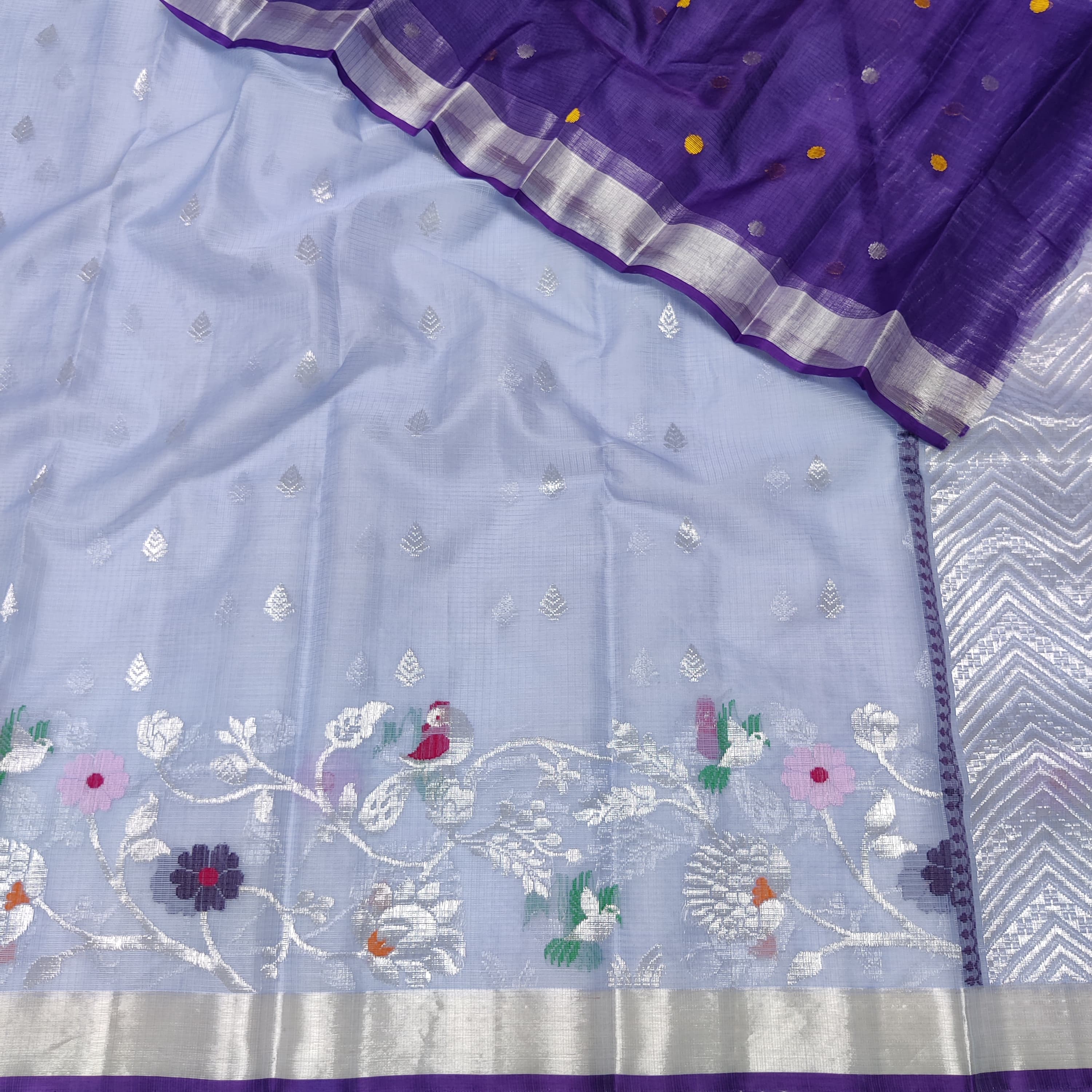 LITE BLUE /VOILET ZARI KOTA SAREE