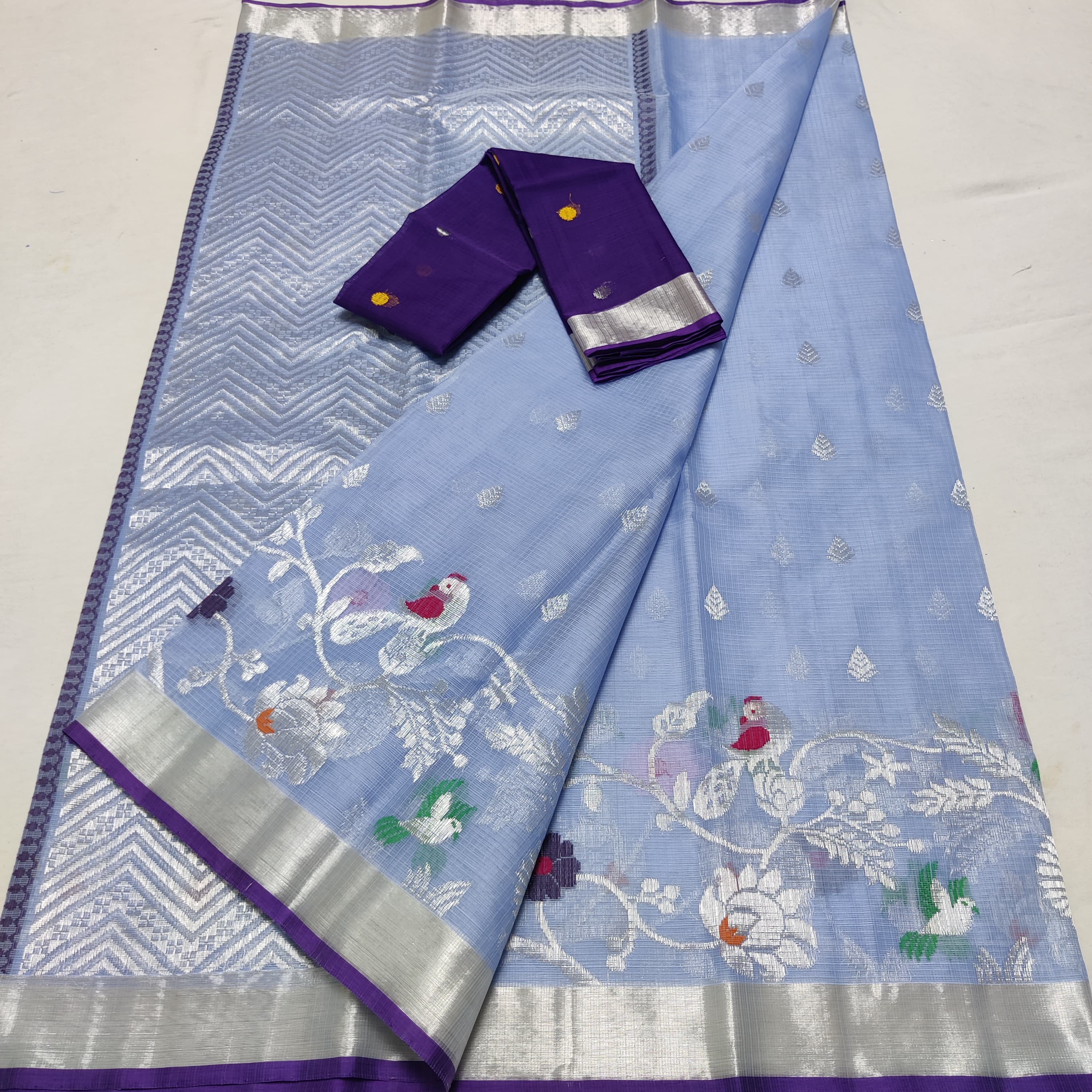 LITE BLUE /VOILET ZARI KOTA SAREE