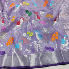 LAVENDER/VOILET  ZARI KOTA SAREE