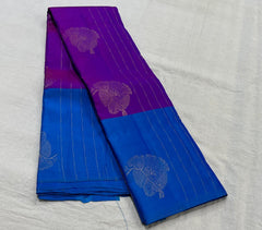 PURPLE/ROYAL BLUE  COLOUR COMBITION PURE KANCHI SILK SAREE