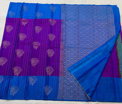 PURPLE/ROYAL BLUE  COLOUR COMBITION PURE KANCHI SILK SAREE