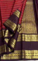 MAROON/BROWN  COLOUR COMBITION PURE KANCHI SILK SAREE