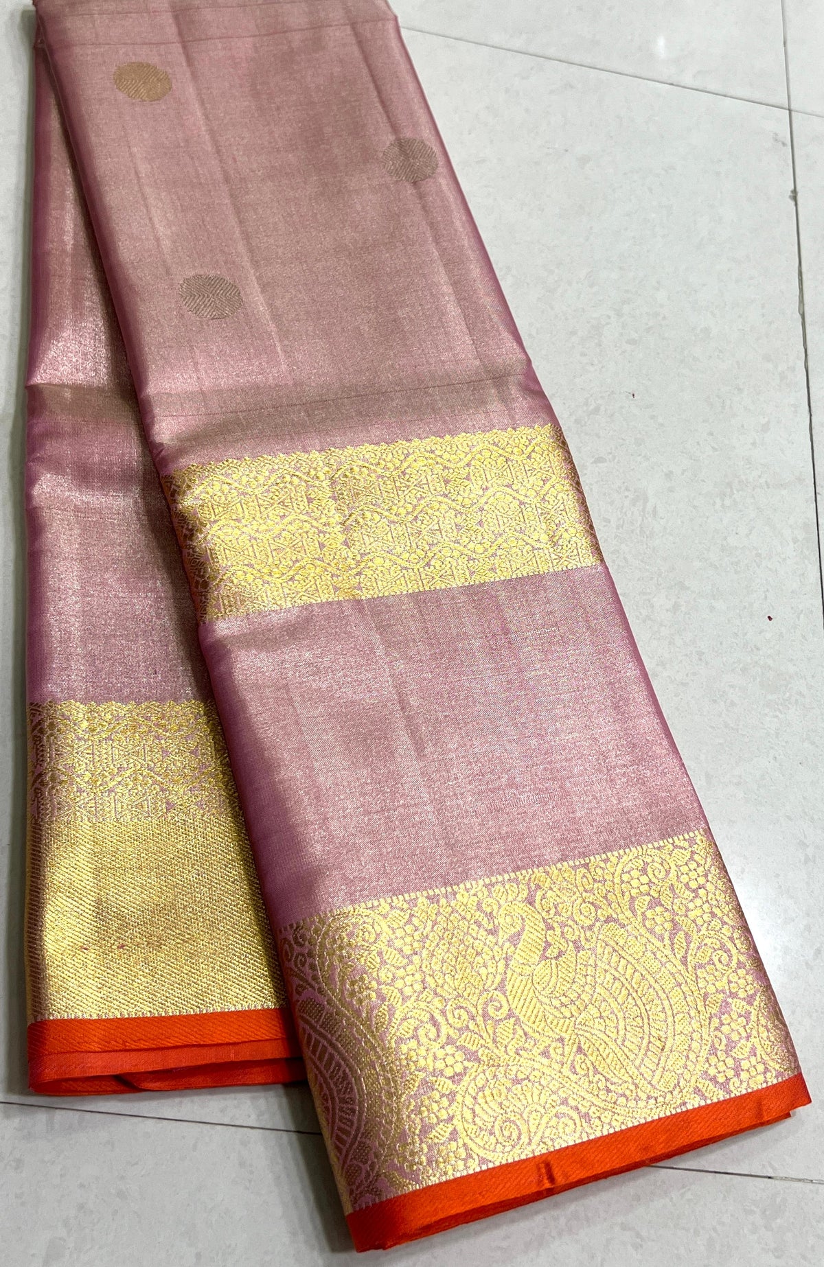 ONION PINK/   COLOUR COMBITION PURE KANCHI SILK SAREE