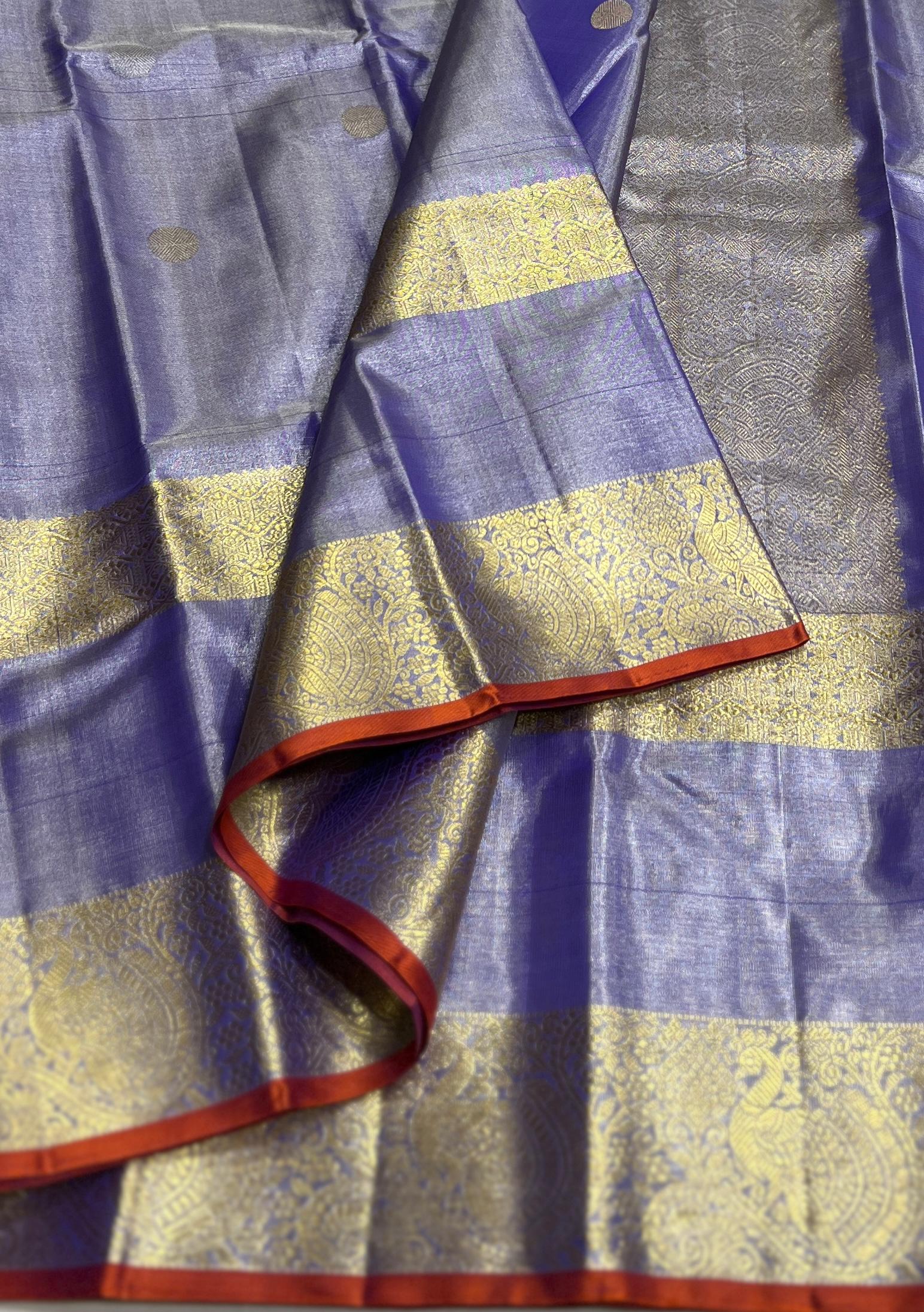 LAVENDER COLOUR COMBITION PURE KANCHI SILK SAREE