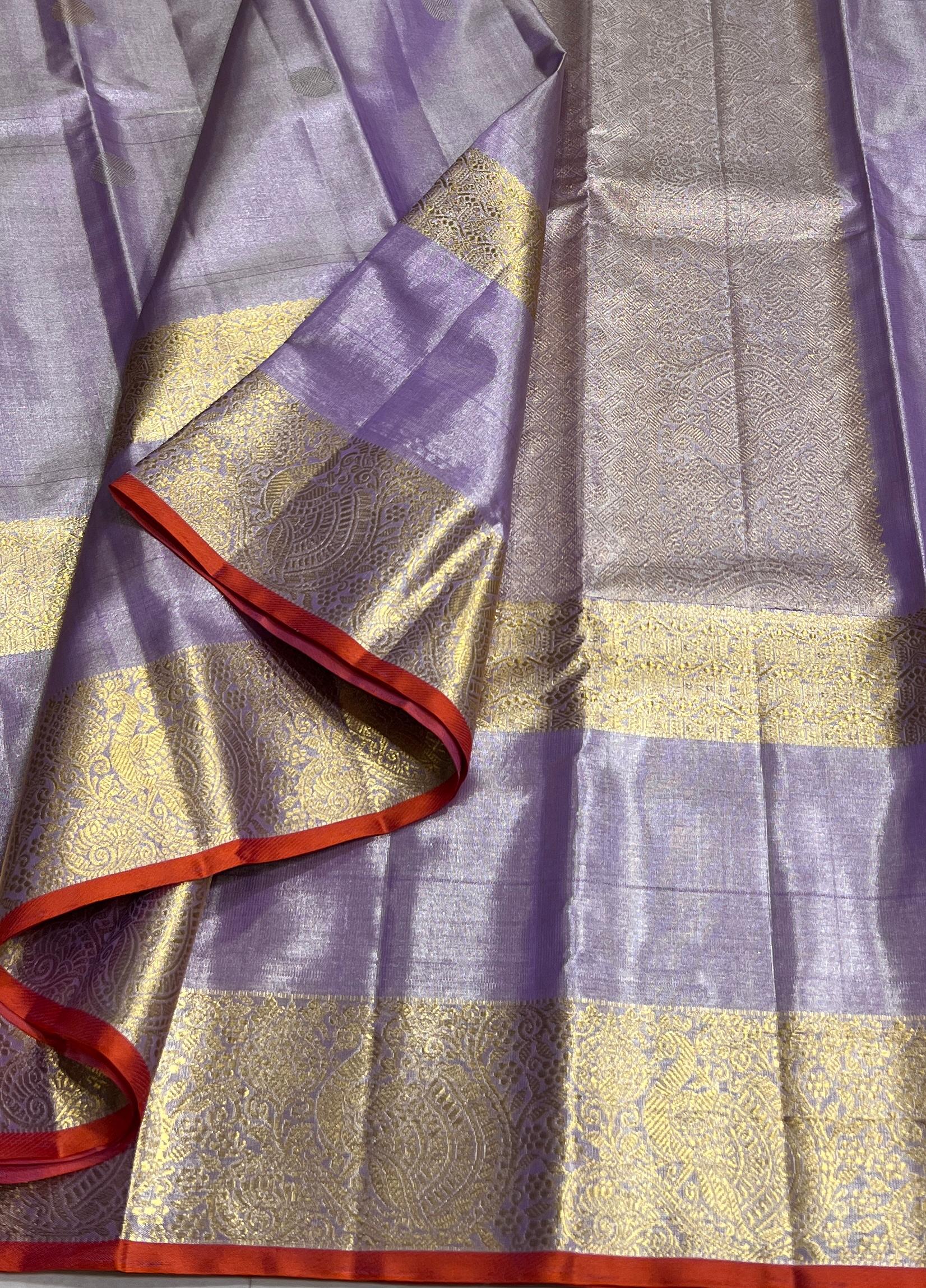 LILAC  COLOUR COMBITION PURE KANCHI SILK SAREE