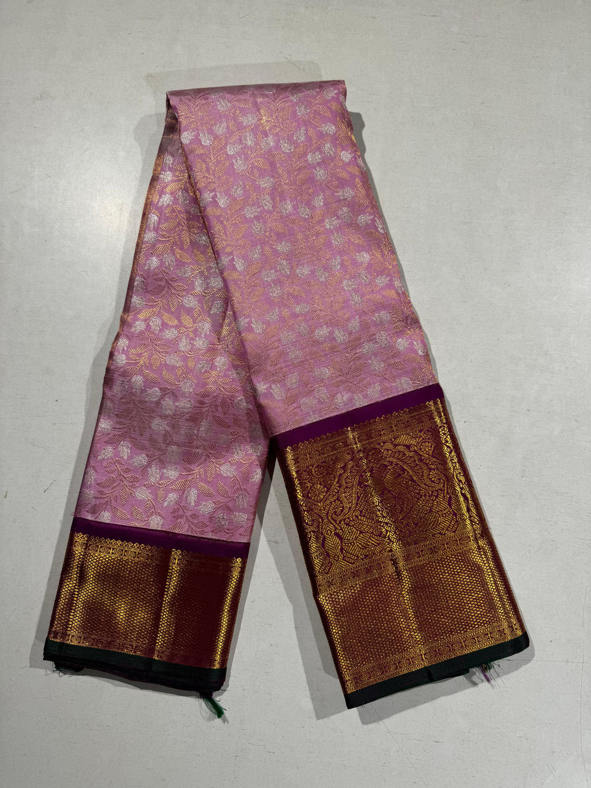 LILAC/MAGENTA PINK BORDER COLOUR COMBITION PURE KANCHI SILK SAREE