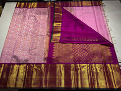 LILAC/MAGENTA PINK BORDER COLOUR COMBITION PURE KANCHI SILK SAREE