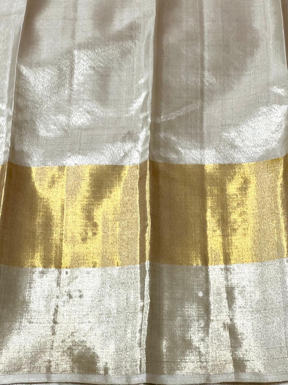 SILVER/GOLD BORDER COLOUR COMBITION PURE KANCHI SILK SAREE