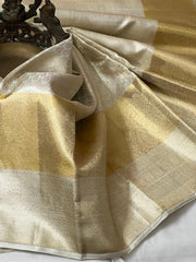 SILVER/GOLD BORDER COLOUR COMBITION PURE KANCHI SILK SAREE