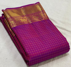 MEGANTA PINK  BORDER COLOUR COMBITION PURE KANCHI SILK SAREE